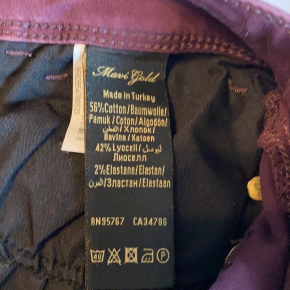 Mavi Gold Woman’s Alexa Mid Rise Skinny Burgundy Pants Size 25 - Picture 9 of 13